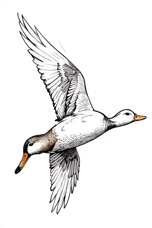 duck flying tattoo design idea