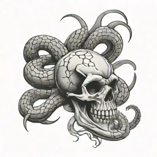 skull snake and spider tattoo design idea