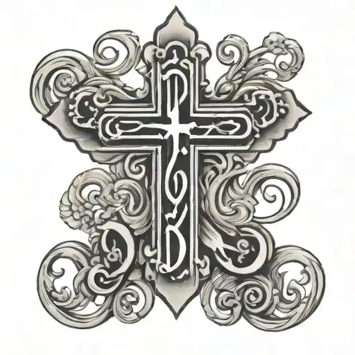 Basic cross with the words "dad" tattoo design idea