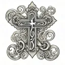 Basic cross with the words "dad" tattoo design idea