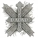 Basic cross with the words "dad" tattoo design idea