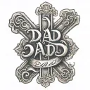 Basic cross with the words "dad" tattoo design idea