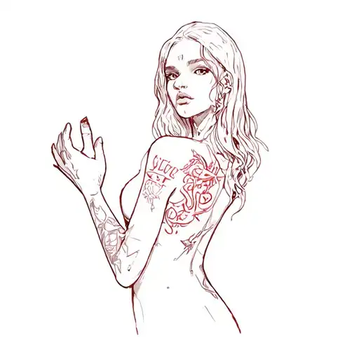 Self Abusive in a femine dark text tattoo design idea