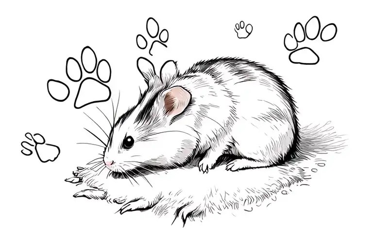 dog and hamster paw print tattoo design idea