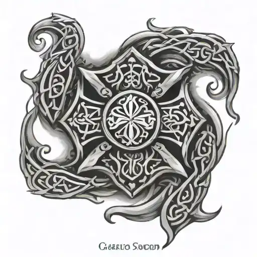 firefighter cross and celtic art inspired tattoo tattoo design idea