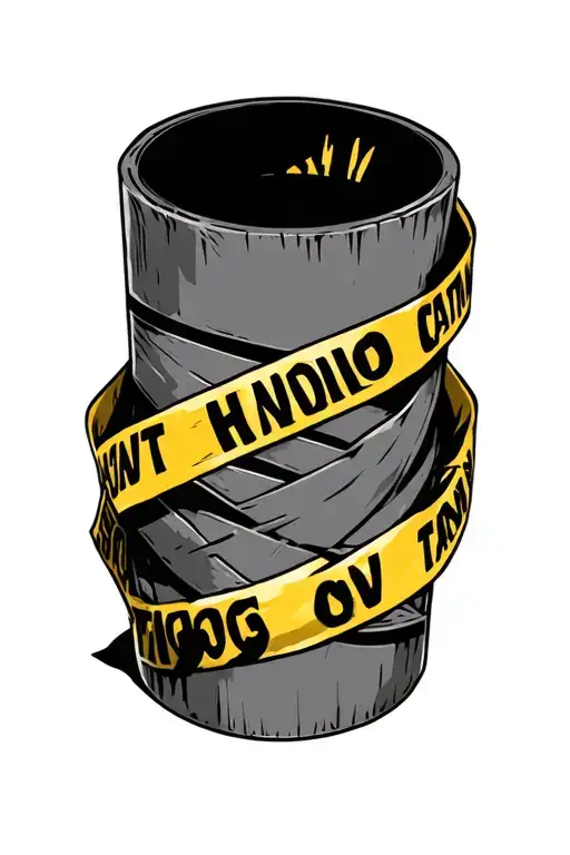 caution tape wrapped tattoo design idea