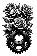motorcross roses chain sprocket implanted into parts tattoo design idea