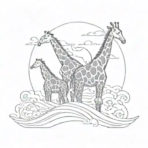 giraffes and waves stoicism tattoo tattoo design idea