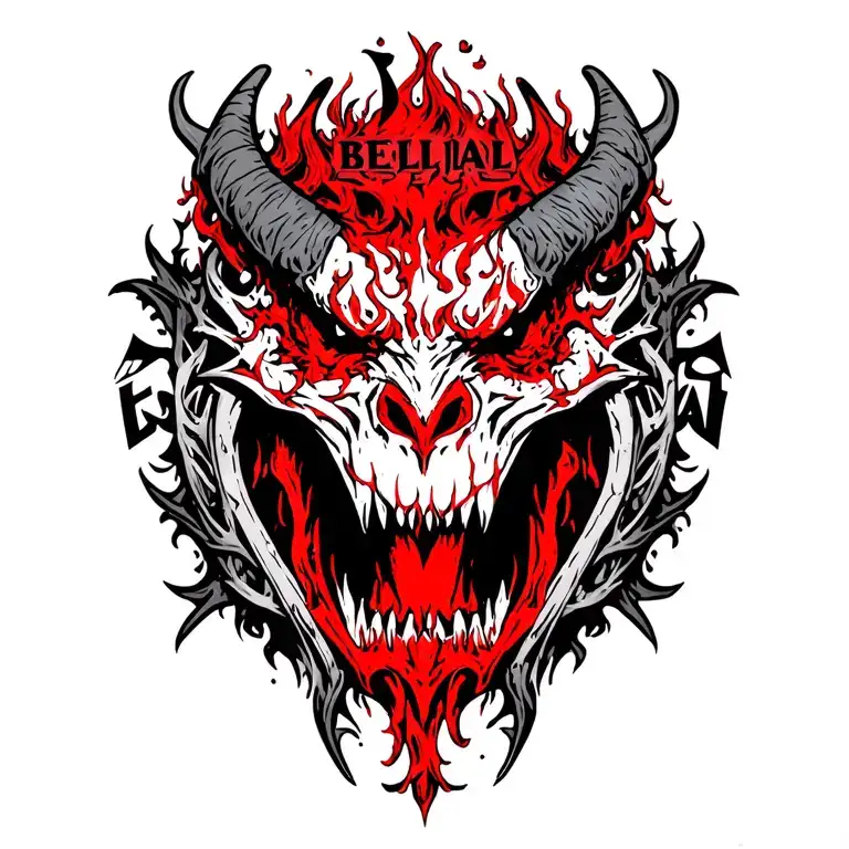 "B E L I A L" BELIAL DEMON tattoo design idea