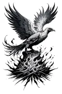 phoenix rising from the ashes tattoo design idea
