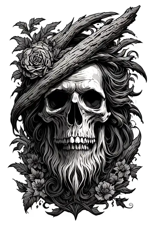 medieval woodcut art tattoo design idea