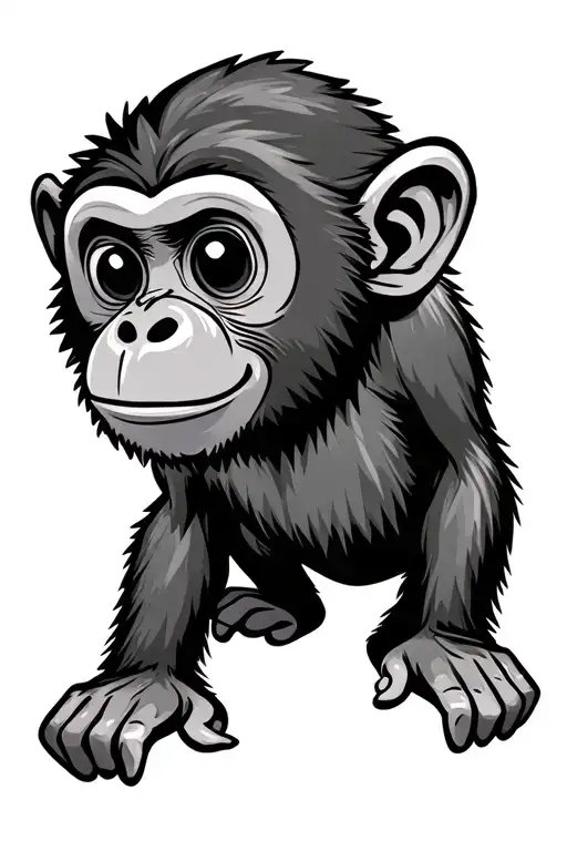 cartoon sitting monkey tattoo design idea