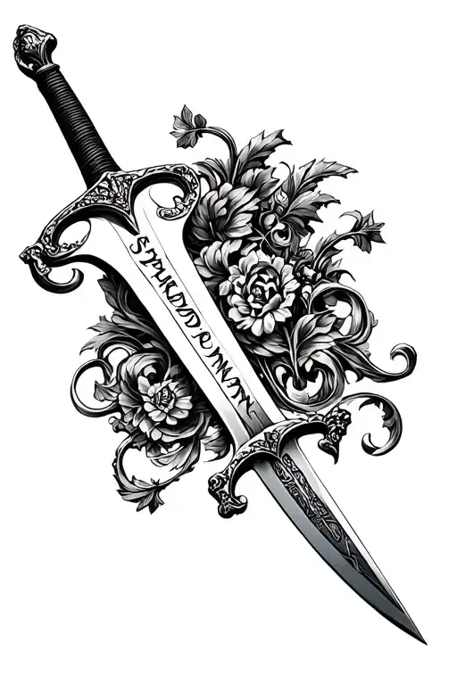 a German zweihander sword with "Sturdevant" engraved on it tattoo design idea