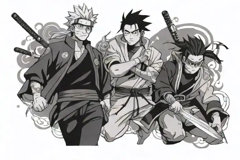 Naruto heroes boruto tanjiro komado nezuko rengoko tattoo design idea