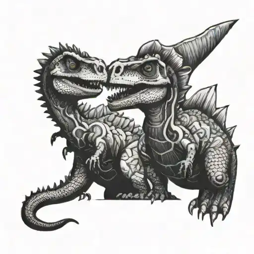 Dino couple tattoo design idea