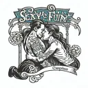 swinger couple with words "Sexy Fun Couples" tattoo design idea