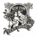 swinger couple with words "Sexy Fun Couples" tattoo design idea