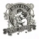 swinger couple with words "Sexy Fun Couples" tattoo design idea
