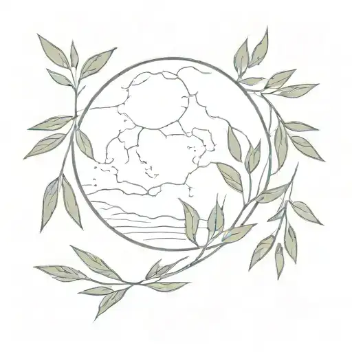 full moon and olive branches tattoo design idea
