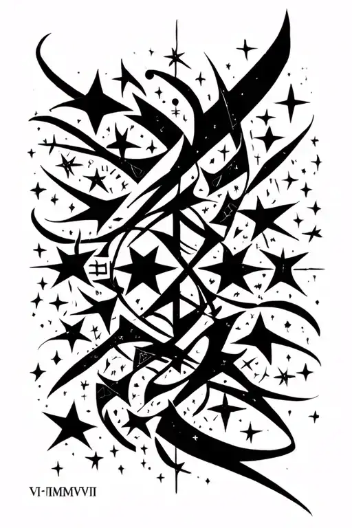 roman numerals VI•I•MMVIII with stars tattoo design idea