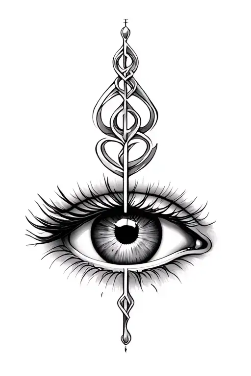 greek eye, aquarius zodiac sign tattoo design idea
