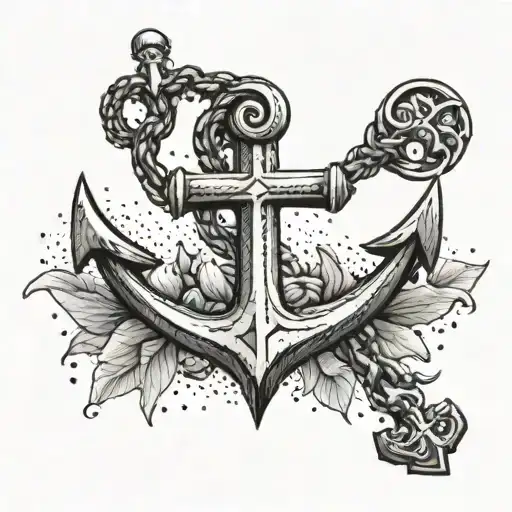 Incorporate a stylized anchor with a Latin cross to symbolize your unwavering faith and determination in never giving up tattoo design idea