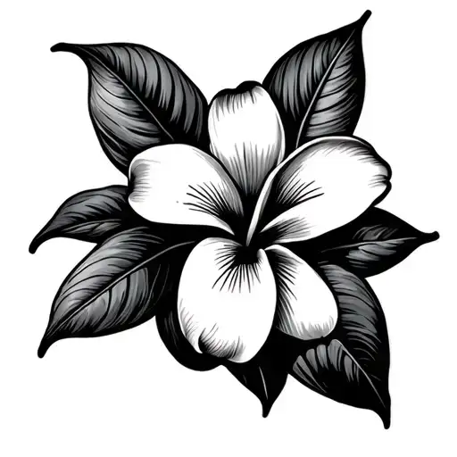 frangipani and text Monolith tattoo design idea