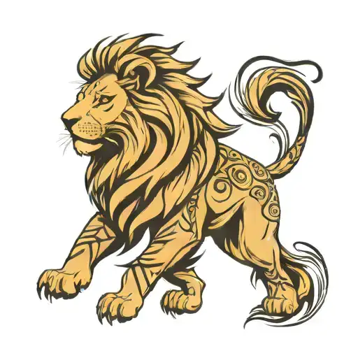 create a tattoo of a tribal lion. the tattoo must be placed into the left upper arm length until the shoulder back tattoo design idea