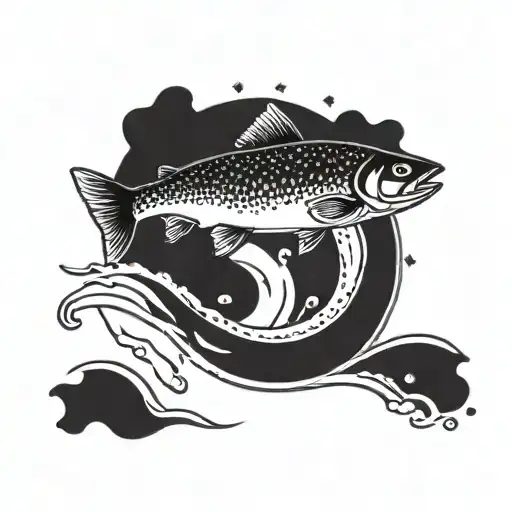 salmon jumping circle tattoo tattoo design idea