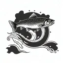 salmon jumping circle tattoo tattoo design idea