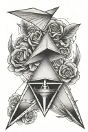 triangle shape with a paper airplane inside tattoo design idea