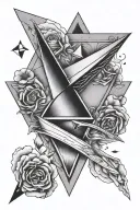triangle shape with a paper airplane inside tattoo design idea