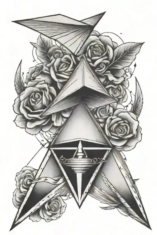 triangle shape with a paper airplane inside tattoo design idea