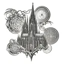 Cologne Cathedral destroyed tattoo design idea