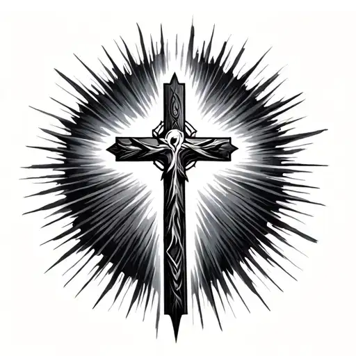Cross With Light Rays tattoo design idea