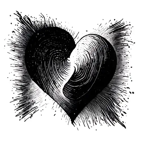 Heart created by 2 different thumb prints tattoo design idea