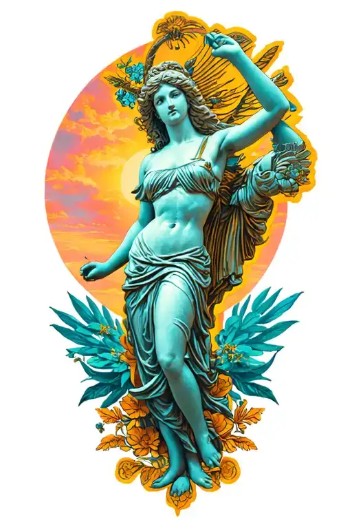 goddess Nike holding tattoo design idea