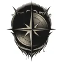 True North compass tattoo design idea