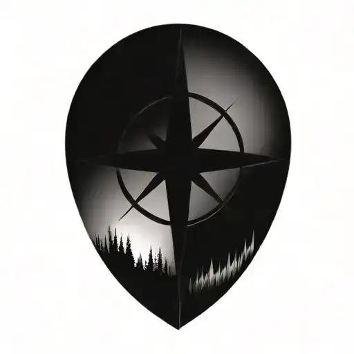 True North compass tattoo design idea