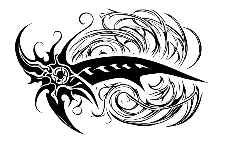 The Unbreakable Dagger with Swirls tattoo design idea