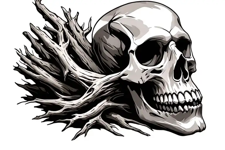 driftwood skull mix for arm tattoo design tattoo design idea