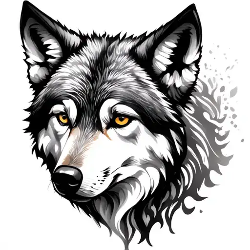 Feminine Wolf tattoo design idea