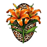 orange lillies with leopard print surrounded tattoo design idea