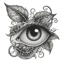 eye in plant vine tattoo design idea