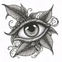 eye in plant vine tattoo design idea