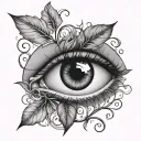 eye in plant vine tattoo design idea