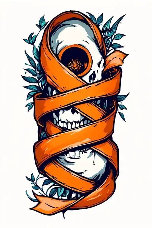 Leukemia orange ribbon wrapped loosely tattoo design idea