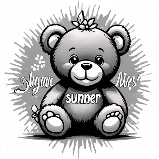 my baby neices name "summer" with teddy bear tattoo design idea