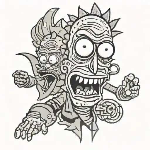 Rick and Morty pickle Rick sleeve  tattoo design idea