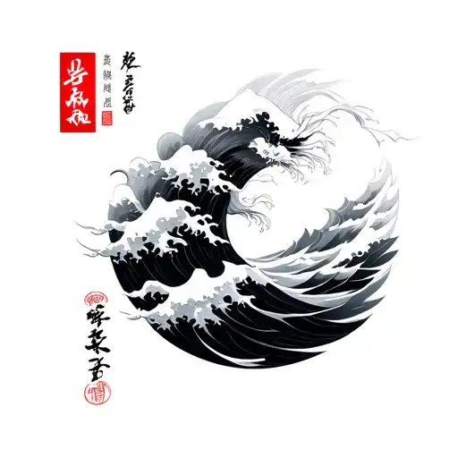 Chinese Waves tattoo design idea